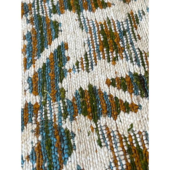 Vtg Tapestry Upholstery Fabric 66x55 Tribal Woven Jacquard Turquoise Brown Cream - Picture 8 of 10